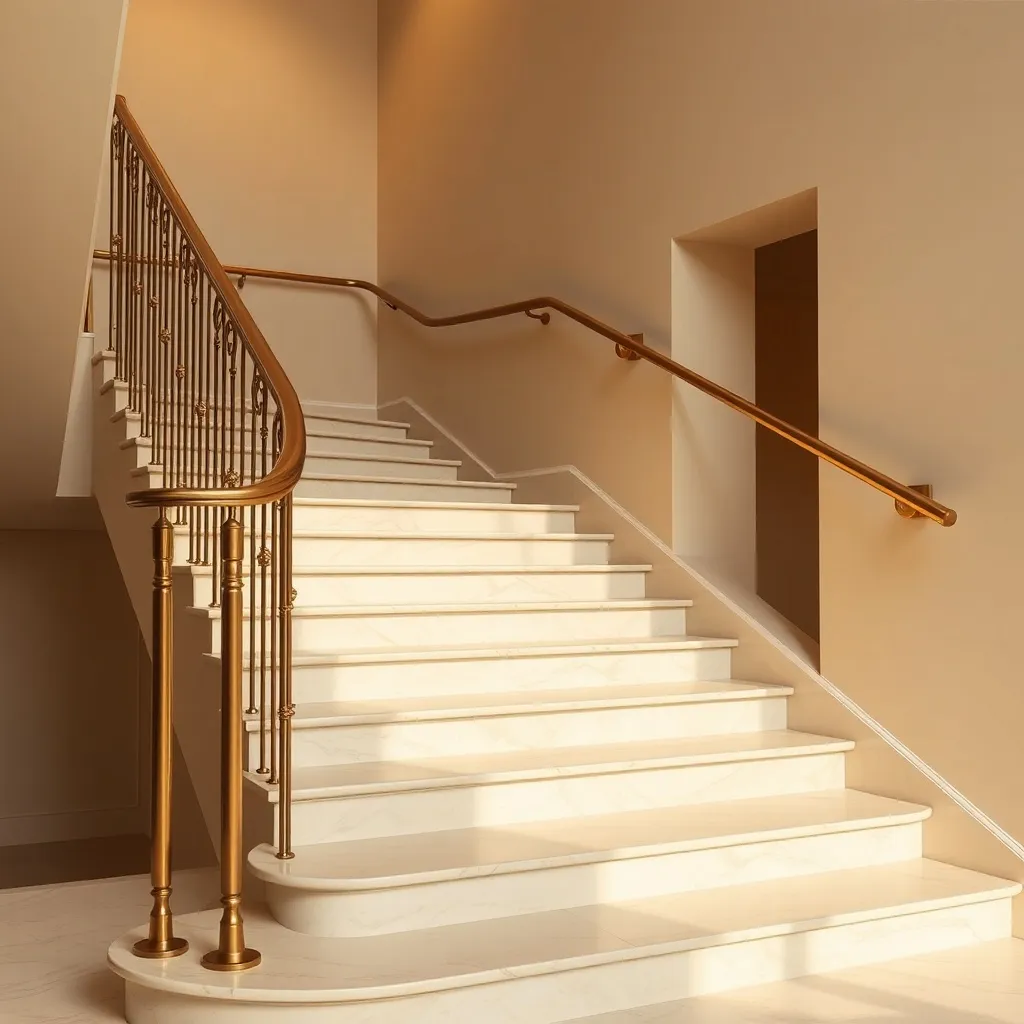 A high-end architectural detail showing a staircase with bro