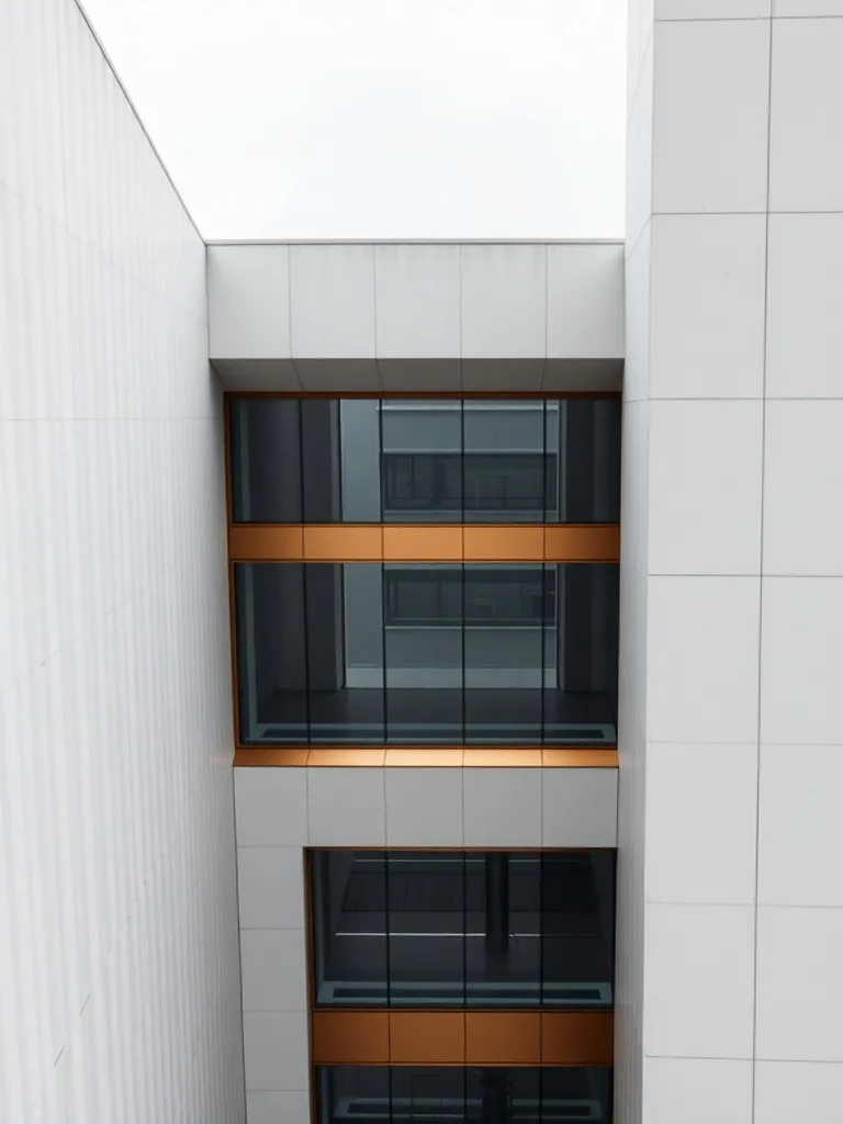 A high-angle architectural shot of a minimalist modern build